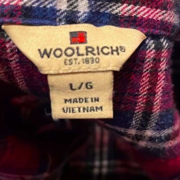 Woolrich- 100% Cotton Plaid Flannel Full Button Down Long Sleeve- Size L - Picture 3 of 6